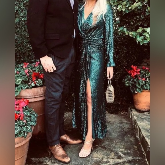 ‼️PRICE DROPPED‼️Jonathan Simkhai Sequin Drape Front Gown | size 10 - Picture 15 of 16